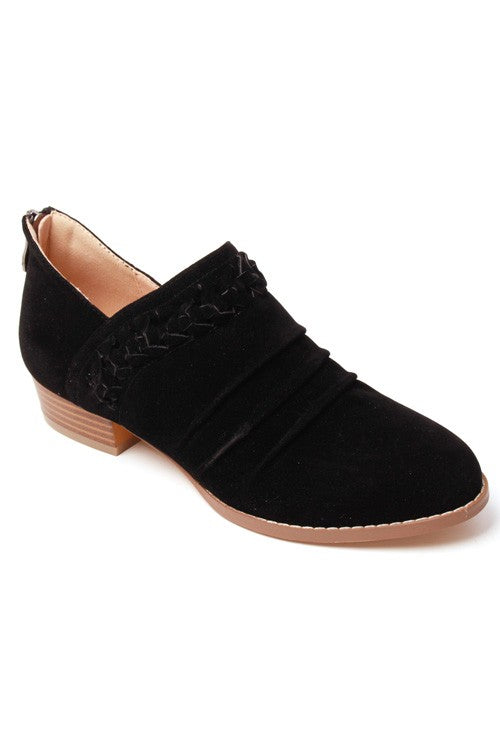 black suede booties flat